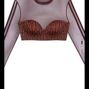 ICY PARK MONOGRAM CROP TOP AND SHEER PANELING.